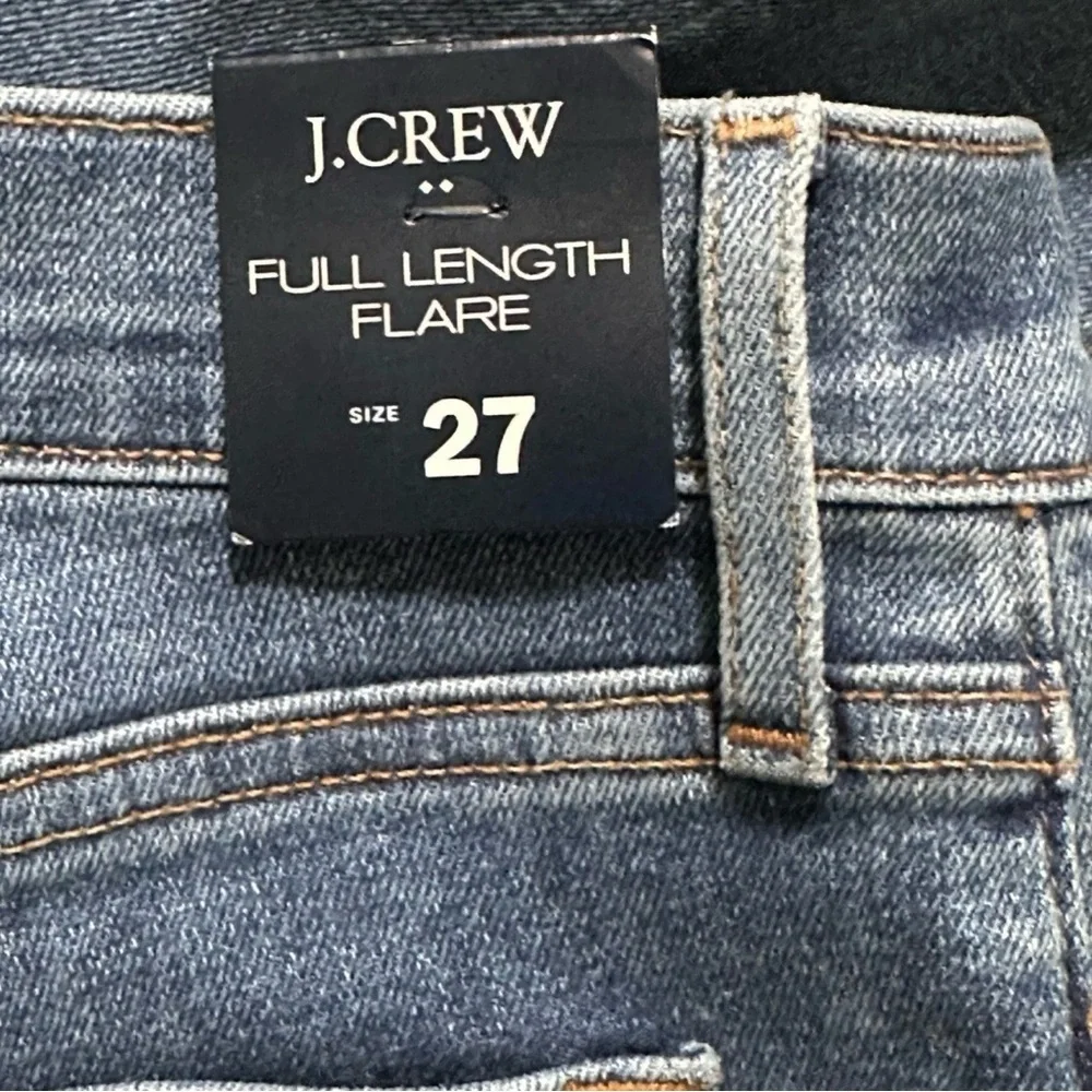 New J Crew Full Length Flare Jeans Button Fly‎ Medium Wash 27 Signature Stretch